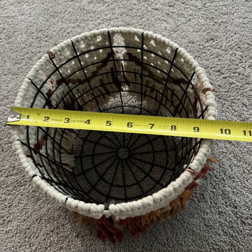 Boho Macrame Wire Basket‎ Plant Holder Storage Decor
